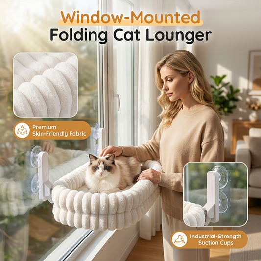 🌞Frühlingserwachen: 50% Rabatt!🐱 Klappbare Katzenhängematte fürs Fenster – 18 kg Tragkraft – Ultrazarte Plüschhülle (waschbar) – Platzsparendes Design