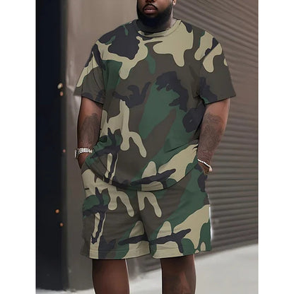 👕 50% RABATT! 🌿 Herren Camouflage-Print T-Shirt & Shorts Set – Baumwollmischgewebe, bequeme Passform & perfekt für Outdoor, Sport oder lässige Sommertage 🩳
