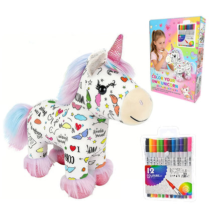 📢📢50 % Rabatt!!🎁🦄DIY-Set zum Ausmalen: Einhorn-Plüschtier🌈☁️