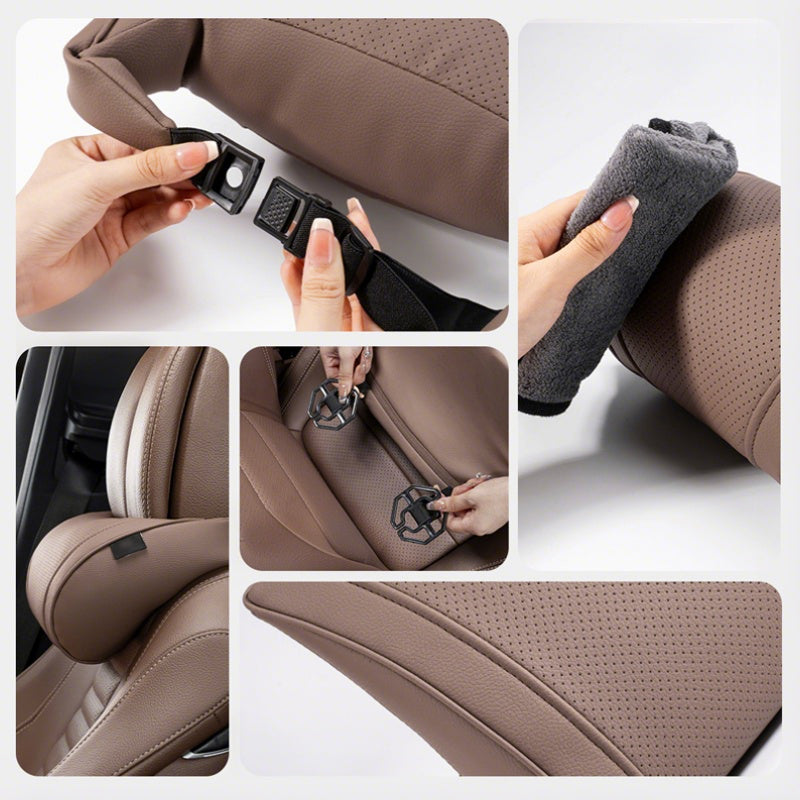 💺 Kühles Mesh, fester Halt – Ergonomisches Autositzpolster-Set. Korrigiert die Haltung, lindert Ischias.