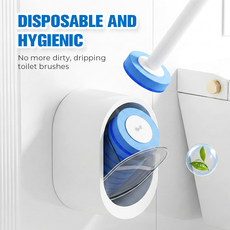 🧹🔥 AKTION -50% ! Kontaktlose Einweg-WC-Bürste – Vorgeladene Reinigungsköpfe Hygienisch, Knopf-Auswurf Keimfrei, Belüfteter Wandhalter Magnetisch Selbstöffnend · Weiß & Grau ✨