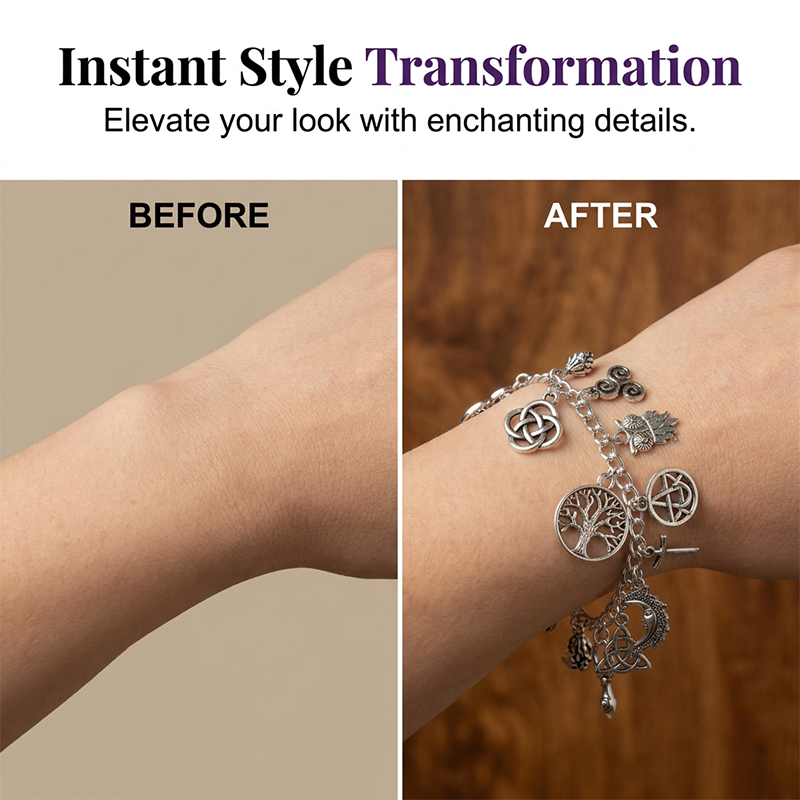 ✨50 % Rabatt📿 Vintage-Armband im heidnischen Stil | Wicca-Symbol-Anhänger · Vintage-Metall · Vielseitig kombinierbar für den Alltag · Spirituelle Bedeutung | Für den Alltag