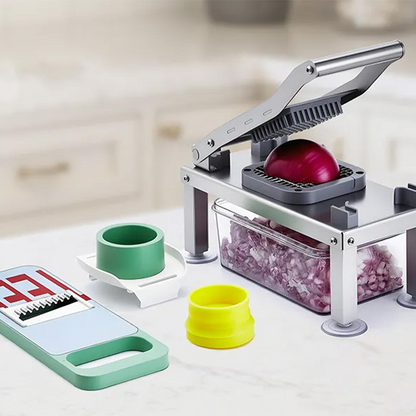 🥕 9-in-1 Gemüsehobel – vielseitiges Küchenwerkzeug zum Schneiden, Würfeln, Reiben & Raspeln, mit praktischem Auffangbehälter ✨