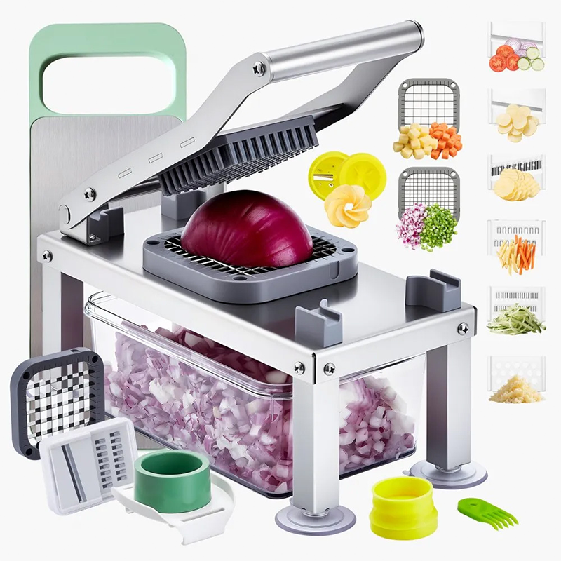 🥕 9-in-1 Gemüsehobel – vielseitiges Küchenwerkzeug zum Schneiden, Würfeln, Reiben & Raspeln, mit praktischem Auffangbehälter ✨