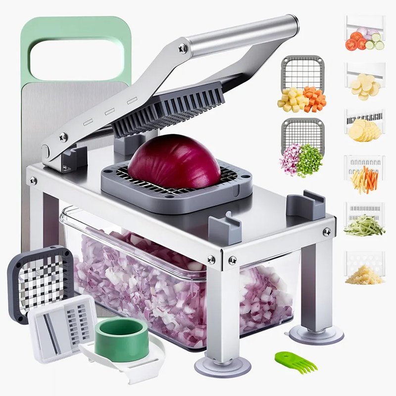 🥕 9-in-1 Gemüsehobel – vielseitiges Küchenwerkzeug zum Schneiden, Würfeln, Reiben & Raspeln, mit praktischem Auffangbehälter ✨