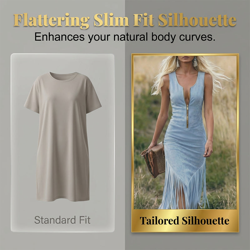 Retro Western Fransen Ärmelloses Slim-Kleid