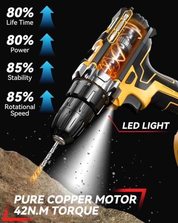 📢📢50% RABATT!! ⏰ 21V Akku-Bohrschrauber – 45Nm, 2 Akkus & LED 🔋