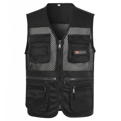 📸🎣Herren Outdoor Multifunktionsweste mit 10+ Taschen – Leichte Eisseide Anglerweste & Fotografenweste  | V-Ausschnitt, atmungsaktiv & schnelltrocknend