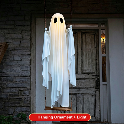 👻🎃 5FT Großes Hängendes Geister-Schaukel mit Fernbedienung und Lichterkette