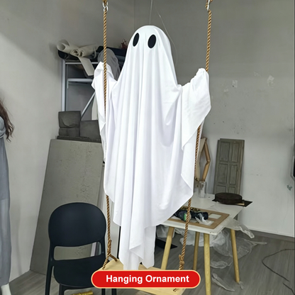 👻🎃 5FT Großes Hängendes Geister-Schaukel mit Fernbedienung und Lichterkette