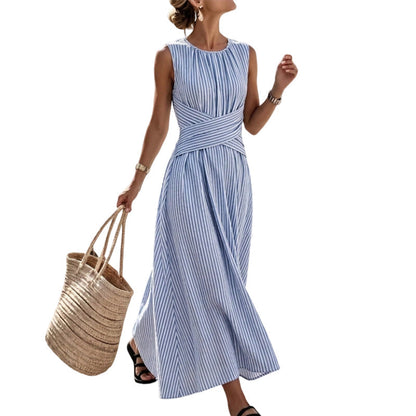 ⏳Zeitlich begrenztes Angebot: 50 % Rabatt👗Damen Ärmelloses Gestreiftes Maxikleid🎀