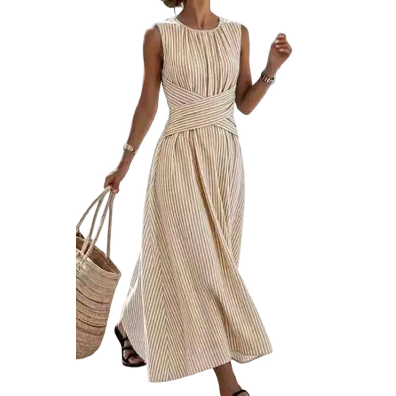 ⏳Zeitlich begrenztes Angebot: 50 % Rabatt👗Damen Ärmelloses Gestreiftes Maxikleid🎀
