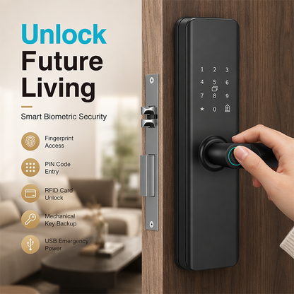 🛍️ 50 % Rabatt – Intelligentes Türschloss mit Fingerabdruck & Code – einfache Montage ohne Bohrwechsel – ideal für Mietwohnungen, Apartments & Hotels 🔑