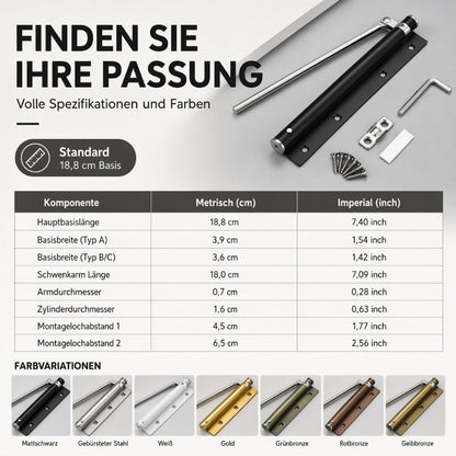 Verstellbarer automatischer Türschließer aus Edelstahl mit geräuschloser Dämpfung