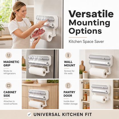 🔥 Heute -50 %! 🔪 2-in-1 Magnetischer Folienschneider & Küchenrollenhalter