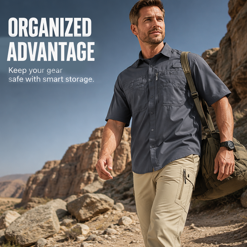 🏔️ 50 % RABATT! 👕 Kurzärmliges Outdoor-Wanderhemd für Herren – Hochdichtes Ripstop-Gewebe – Reiß- und knitterfest für Outdoor-Aktivitäten