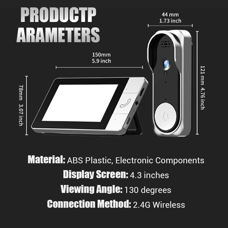 4.3" Screen Video Doorbell with Two-Way Audio