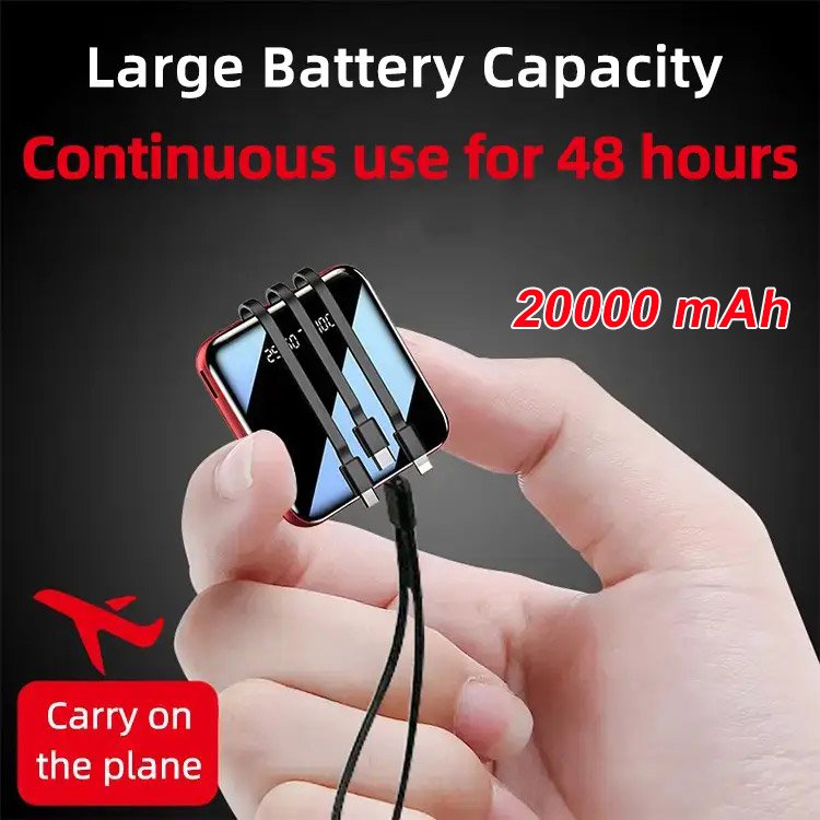 🔋 50% RABATT! 📱 4-Kabel Mini Powerbank – Integrierte Kabel, kompakt & leistungsstark – Ideal für unterwegs, Reisen & Alltag ⚡