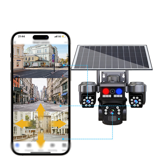 🔋 50 % Rabatt – Kabellose Solar-Überwachungskamera – 3 Linsen, 3 Bilder gleichzeitig, Nachtsicht, IP66 – perfekt für Haus, Hof & Grundstück ☀️