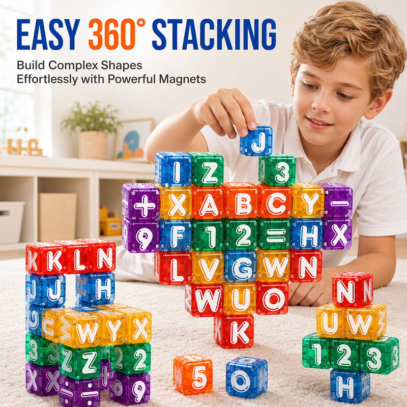 🧲 50 % Rabatt ! Magnetwürfel Kinder Lernspielzeug – Kein Frust, voller Lernspaß! 🎉 40 Teile, 360° Magnet, Buchstaben & Zahlen 🌟 Limitiertes Angebot ⏳