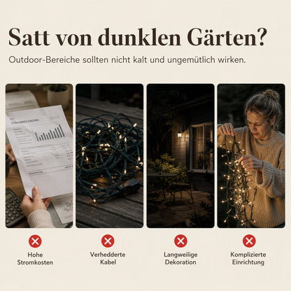 Solarbetriebene Weidenblatt-Hängelichterkette