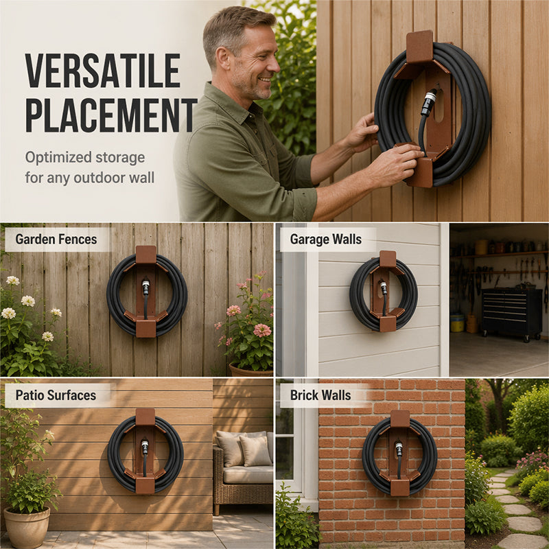Wandmontierter Eisenschlauchhalter für den Garten