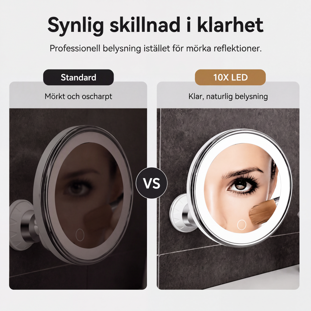 ⏳🔥NUR FÜR KURZE ZEIT 50 % RABATT! ⏰💄10-fach vergrößernder Kosmetikspiegel – LED-Licht & Saugnapf für Make-up und Hautpflege