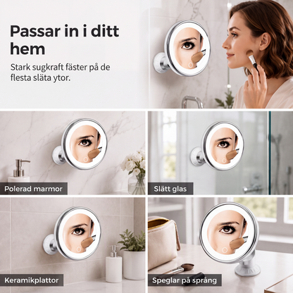 ⏳🔥NUR FÜR KURZE ZEIT 50 % RABATT! ⏰💄10-fach vergrößernder Kosmetikspiegel – LED-Licht & Saugnapf für Make-up und Hautpflege