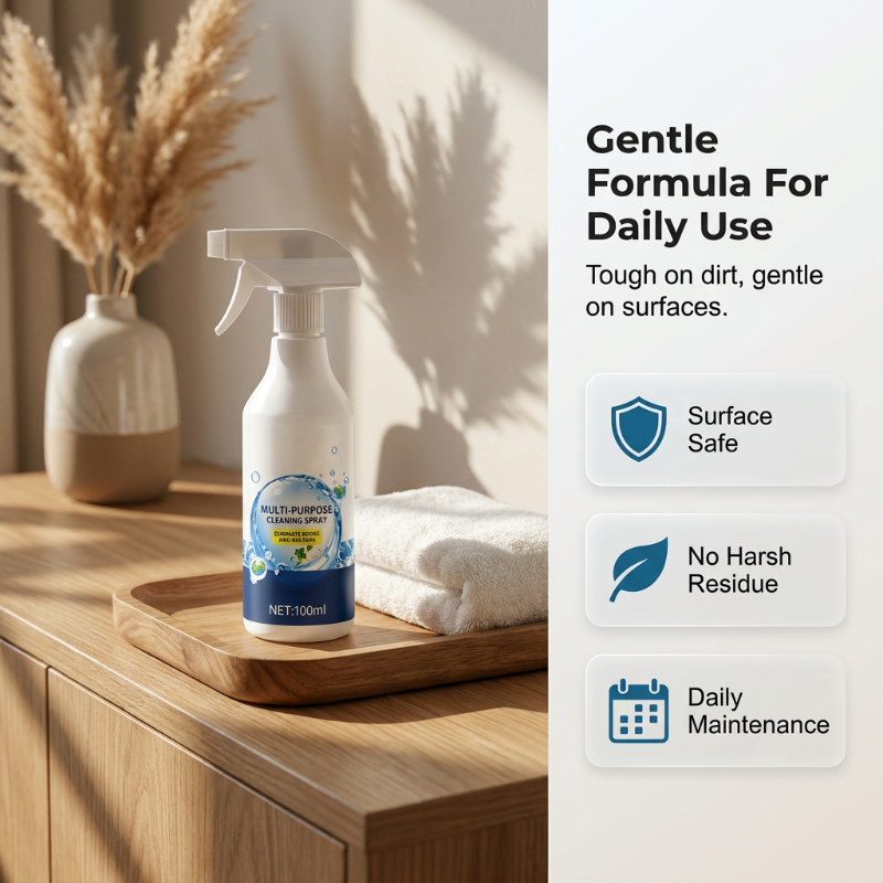 🏠💨Allflächen-Reinigungsspray – Beseitigt Gerüche, Entfernt hartnäckigen Schmutz – Sanfte Formel für den täglichen Gebrauch – Inkl. Tuch