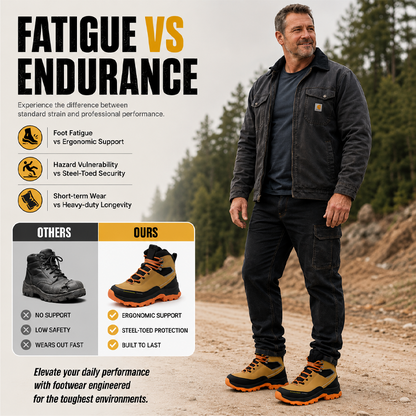 👟 50% RABATT! 🏗️ Sicherheitsschuhe mit Stahlkappe & Durchstichschutz – Mesh + Kunstleder, rutschfeste Sohle – Ideal für Baustelle & Werkstatt 💪