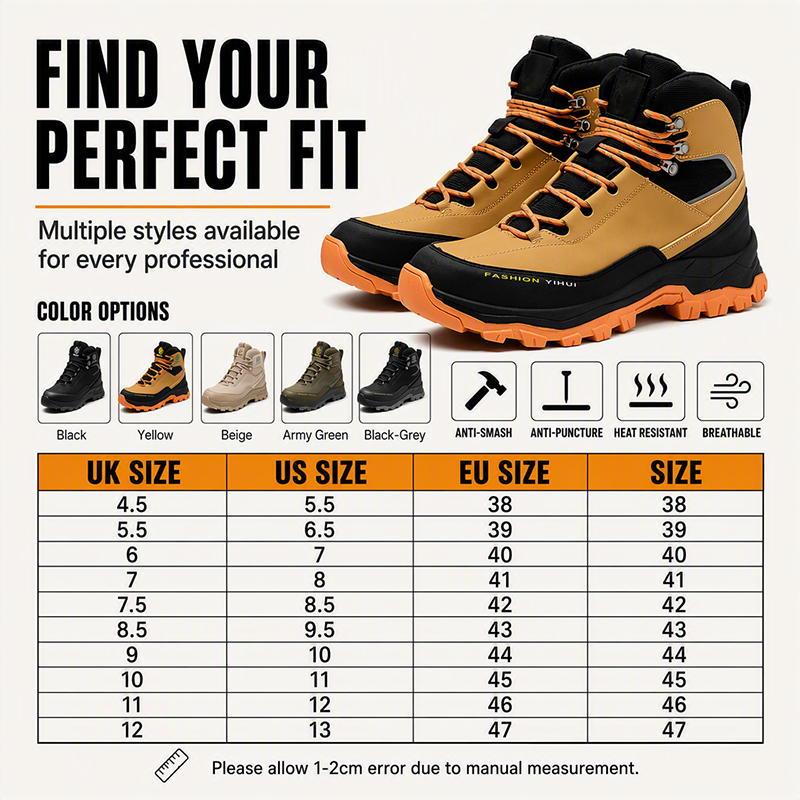 👟 50% RABATT! 🏗️ Sicherheitsschuhe mit Stahlkappe & Durchstichschutz – Mesh + Kunstleder, rutschfeste Sohle – Ideal für Baustelle & Werkstatt 💪