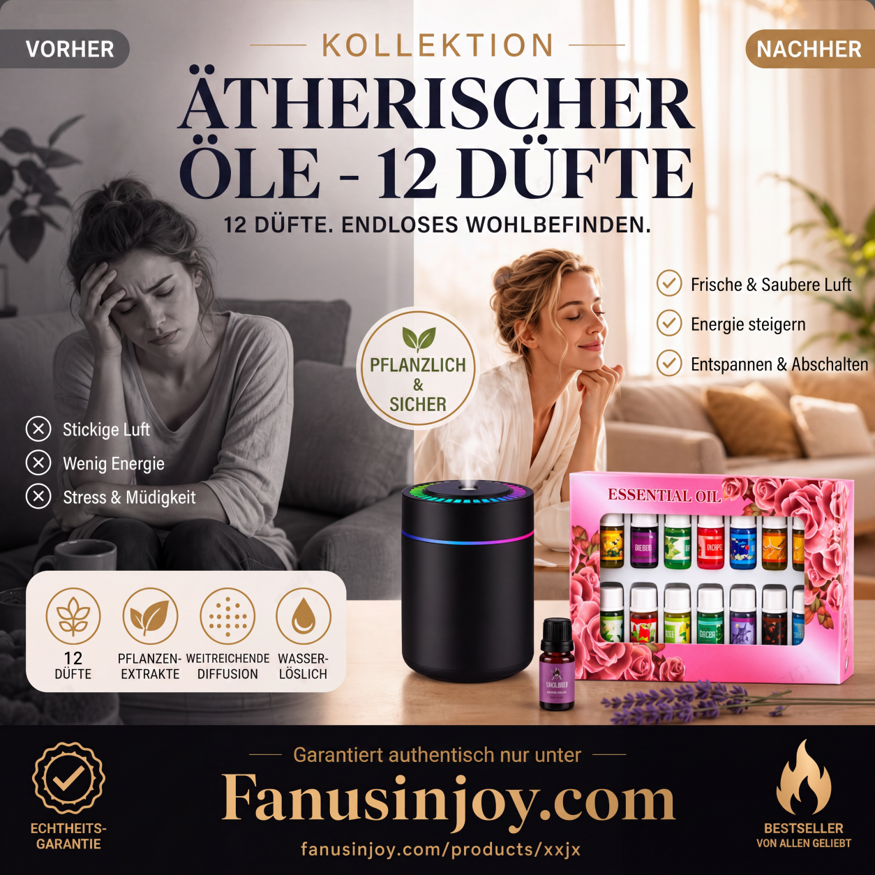 【🔥Limitiertes Angebot – 50 % Rabatt! 】🎁🌺Der frische Duft hebt Ihre Stimmung! 🌷12er-Set wasserlösliche ätherische Öle