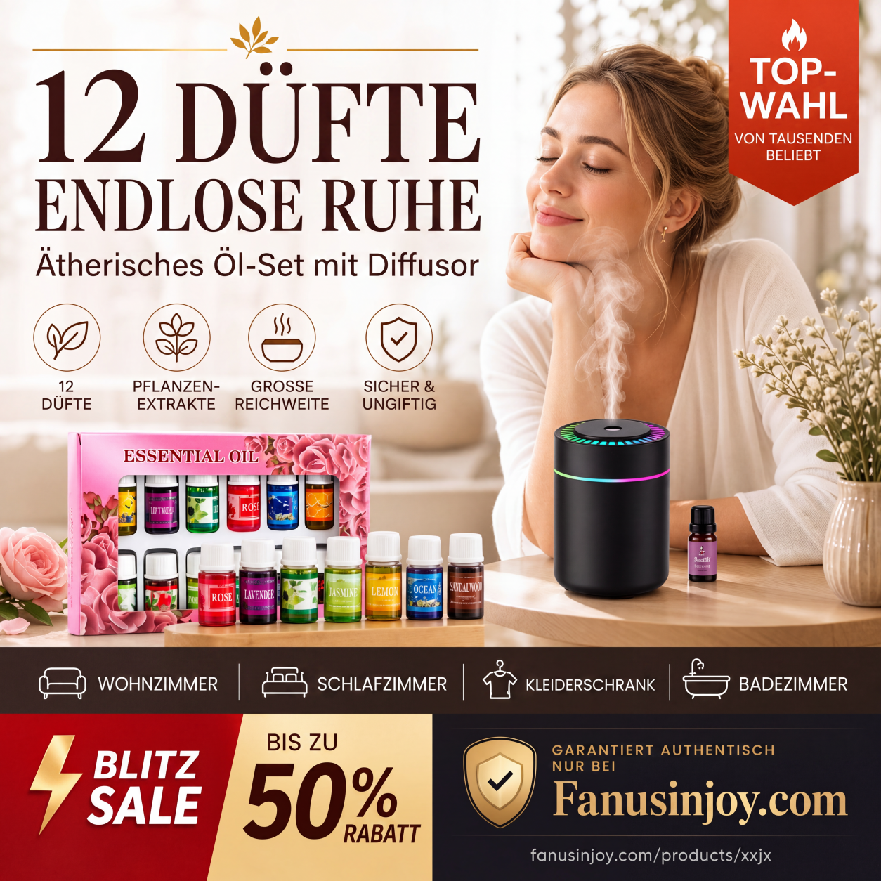 【🔥Limitiertes Angebot – 50 % Rabatt! 】🎁🌺Der frische Duft hebt Ihre Stimmung! 🌷12er-Set wasserlösliche ätherische Öle