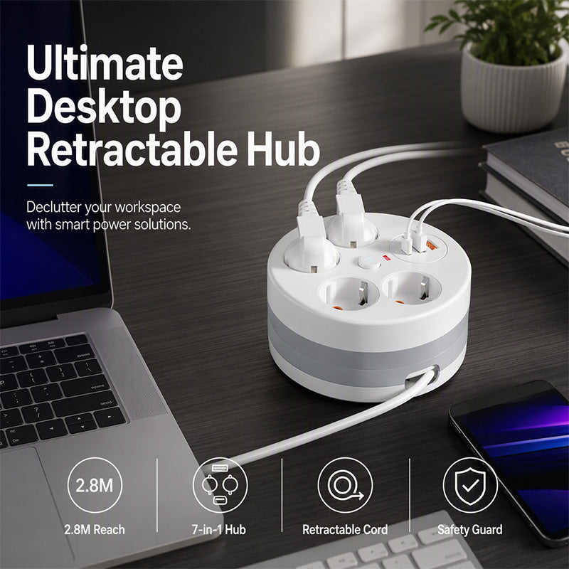 🔌 50% RABATT! ⚡ Steckdosenleiste mit Kabelaufroller – 4-fach, USB-Anschlüsse & 2,8 m einziehbares Kabel – Perfekte Ordnung für Zuhause & Büro ✨