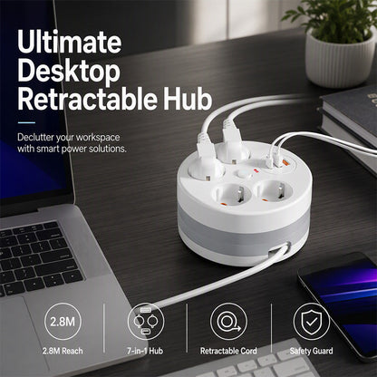 🔌 50% RABATT! ⚡ Steckdosenleiste mit Kabelaufroller – 4-fach, USB-Anschlüsse & 2,8 m einziehbares Kabel – Perfekte Ordnung für Zuhause & Büro ✨