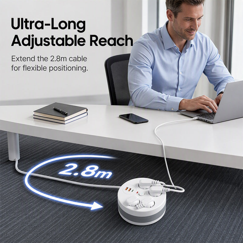 🔌 50% RABATT! ⚡ Steckdosenleiste mit Kabelaufroller – 4-fach, USB-Anschlüsse & 2,8 m einziehbares Kabel – Perfekte Ordnung für Zuhause & Büro ✨
