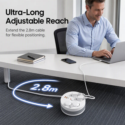 🔌 50% RABATT! ⚡ Steckdosenleiste mit Kabelaufroller – 4-fach, USB-Anschlüsse & 2,8 m einziehbares Kabel – Perfekte Ordnung für Zuhause & Büro ✨