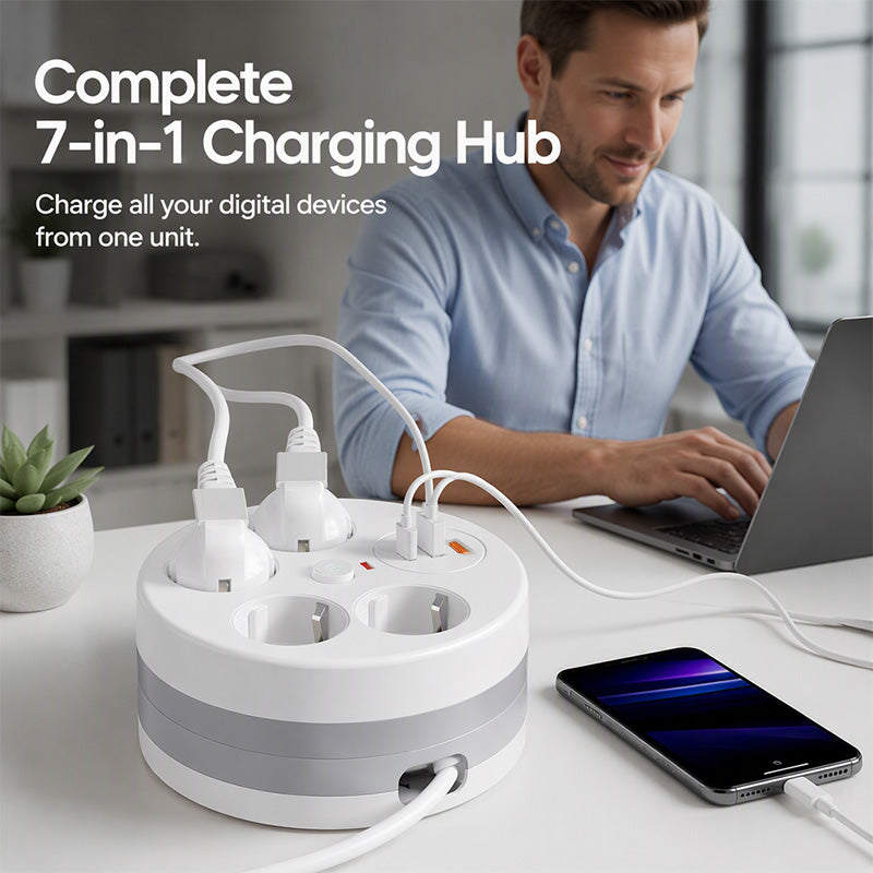 🔌 50% RABATT! ⚡ Steckdosenleiste mit Kabelaufroller – 4-fach, USB-Anschlüsse & 2,8 m einziehbares Kabel – Perfekte Ordnung für Zuhause & Büro ✨
