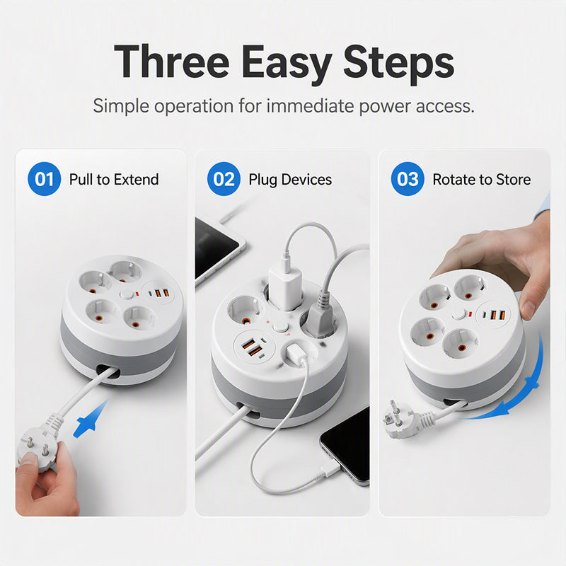 🔌 50% RABATT! ⚡ Steckdosenleiste mit Kabelaufroller – 4-fach, USB-Anschlüsse & 2,8 m einziehbares Kabel – Perfekte Ordnung für Zuhause & Büro ✨