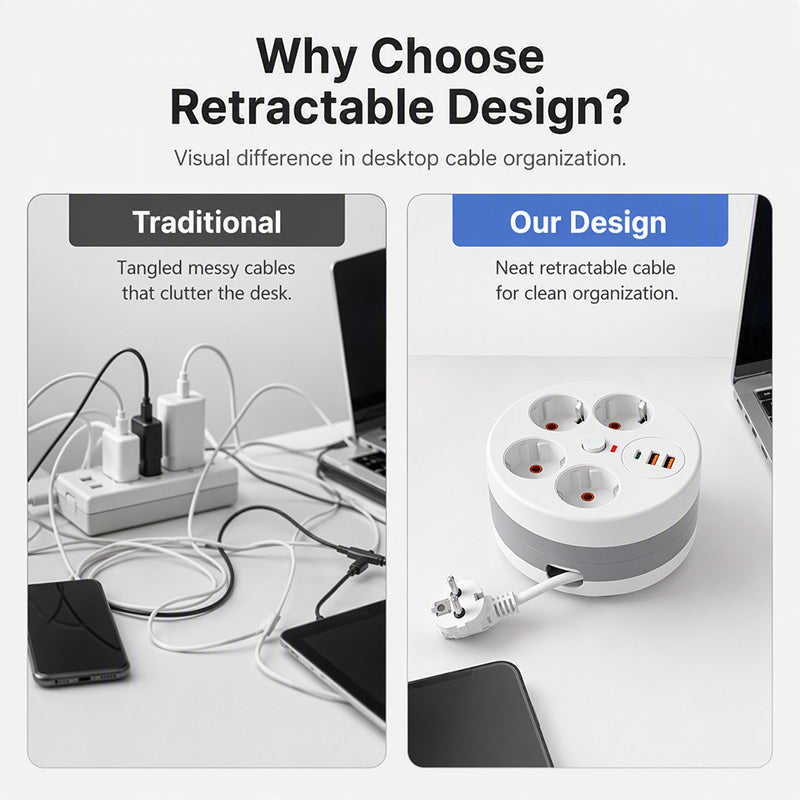 🔌 50% RABATT! ⚡ Steckdosenleiste mit Kabelaufroller – 4-fach, USB-Anschlüsse & 2,8 m einziehbares Kabel – Perfekte Ordnung für Zuhause & Büro ✨
