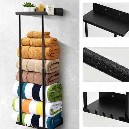【⏳Limitiertes Angebot – 50 % Rabatt!!】🛁 Ausziehbarer Badezimmer-Handtuchhalter – 38–75 cm höhenverstellbar, Kohlenstoffstahl, bohrerfreie Wandmontage