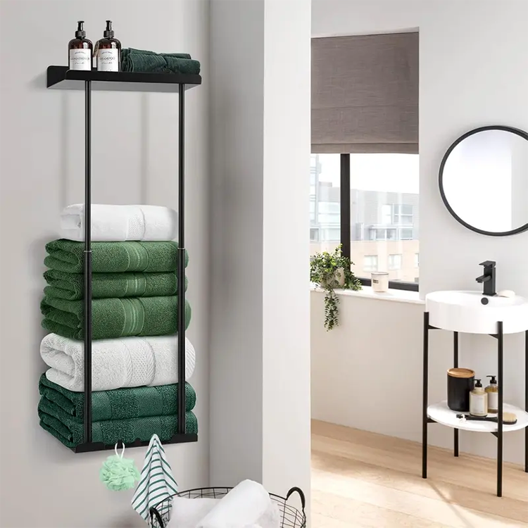 【⏳Limitiertes Angebot – 50 % Rabatt!!】🛁 Ausziehbarer Badezimmer-Handtuchhalter – 38–75 cm höhenverstellbar, Kohlenstoffstahl, bohrerfreie Wandmontage