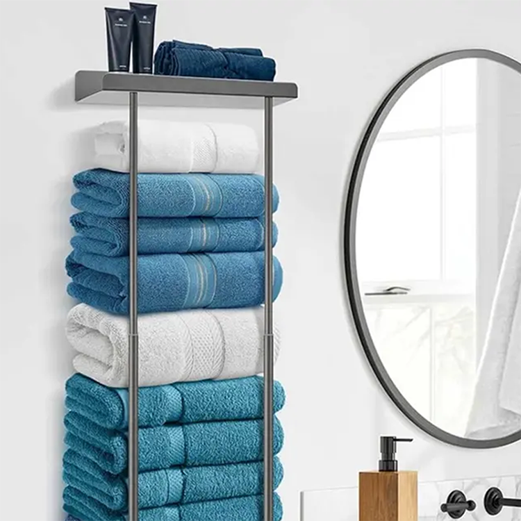 【⏳Limitiertes Angebot – 50 % Rabatt!!】🛁 Ausziehbarer Badezimmer-Handtuchhalter – 38–75 cm höhenverstellbar, Kohlenstoffstahl, bohrerfreie Wandmontage