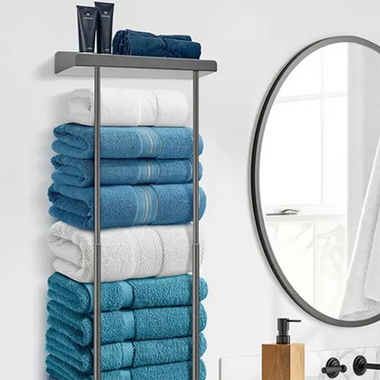 【⏳Limitiertes Angebot – 50 % Rabatt!!】🛁 Ausziehbarer Badezimmer-Handtuchhalter – 38–75 cm höhenverstellbar, Kohlenstoffstahl, bohrerfreie Wandmontage
