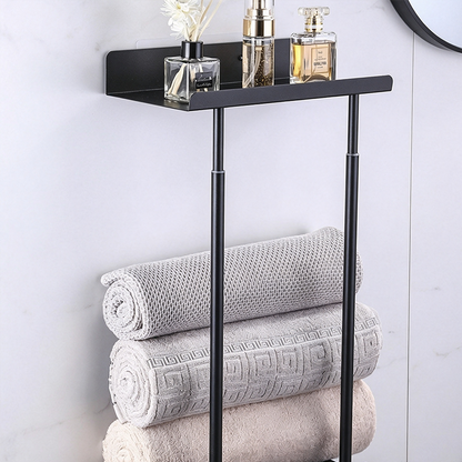 【⏳Limitiertes Angebot – 50 % Rabatt!!】🛁 Ausziehbarer Badezimmer-Handtuchhalter – 38–75 cm höhenverstellbar, Kohlenstoffstahl, bohrerfreie Wandmontage
