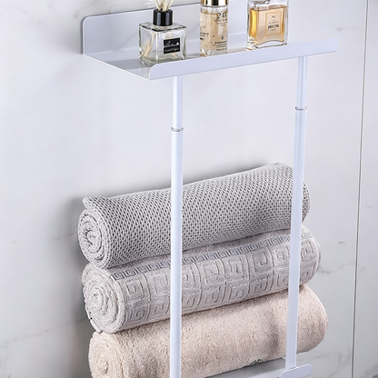 【⏳Limitiertes Angebot – 50 % Rabatt!!】🛁 Ausziehbarer Badezimmer-Handtuchhalter – 38–75 cm höhenverstellbar, Kohlenstoffstahl, bohrerfreie Wandmontage