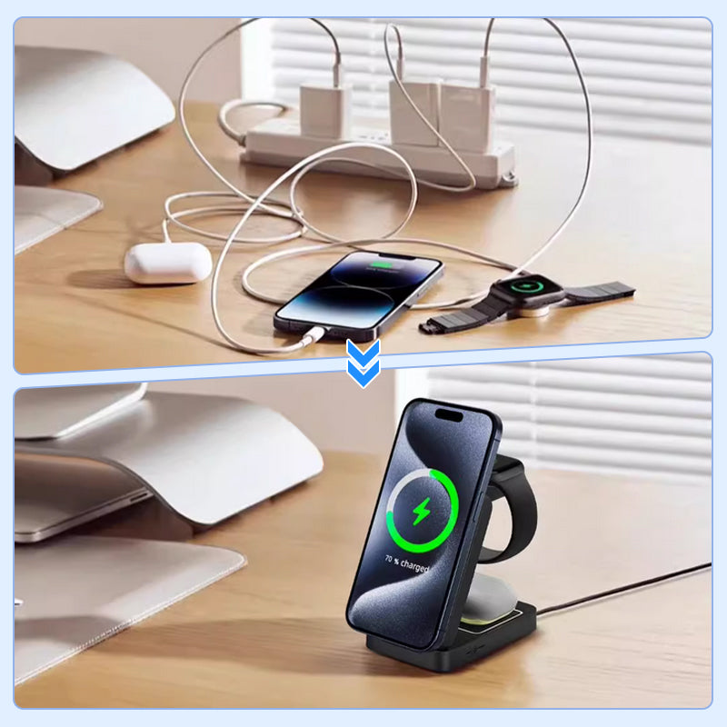 💥 50 % Rabatt ! 3-in-1 Wireless Ladestation – Kein Kabel, volle Power! 🔌 Alles gleichzeitig laden, faltet sich flach, blitzschnell ⚡ Limitiertes Angebot ⏳
