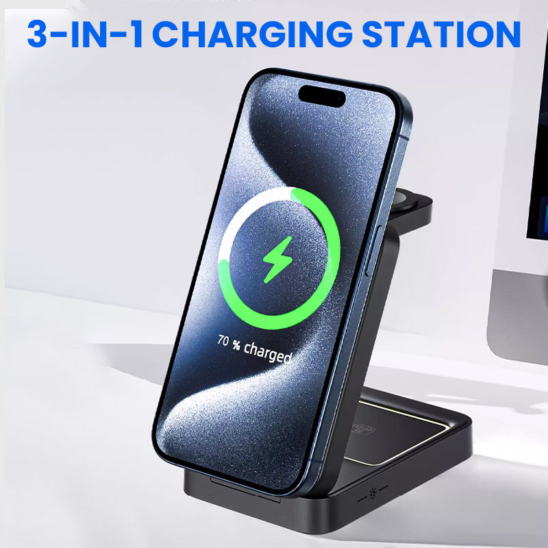 💥 50 % Rabatt ! 3-in-1 Wireless Ladestation – Kein Kabel, volle Power! 🔌 Alles gleichzeitig laden, faltet sich flach, blitzschnell ⚡ Limitiertes Angebot ⏳