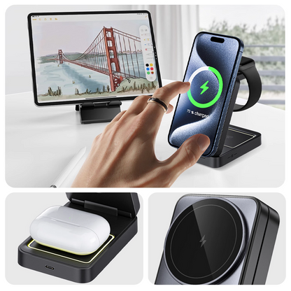 💥 50 % Rabatt ! 3-in-1 Wireless Ladestation – Kein Kabel, volle Power! 🔌 Alles gleichzeitig laden, faltet sich flach, blitzschnell ⚡ Limitiertes Angebot ⏳