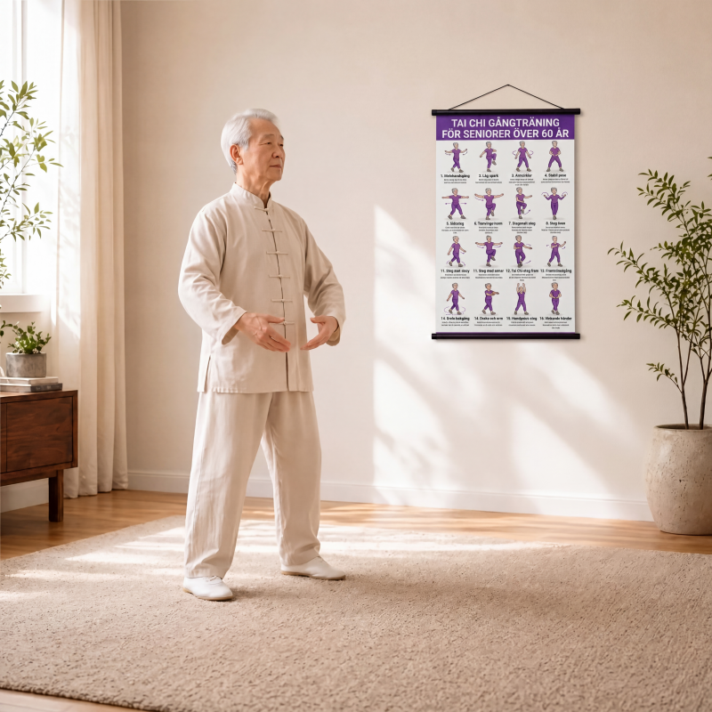 🔥🎁JETZT 50% RABATT!🧘📋Tai-Chi-Trainingsposter für Senioren – Leicht nachvollziehbare Übungen, große Schrift und Illustrationen – Sanfte tägliche Übungen für Gleichgewicht und Beweglichkeit💪